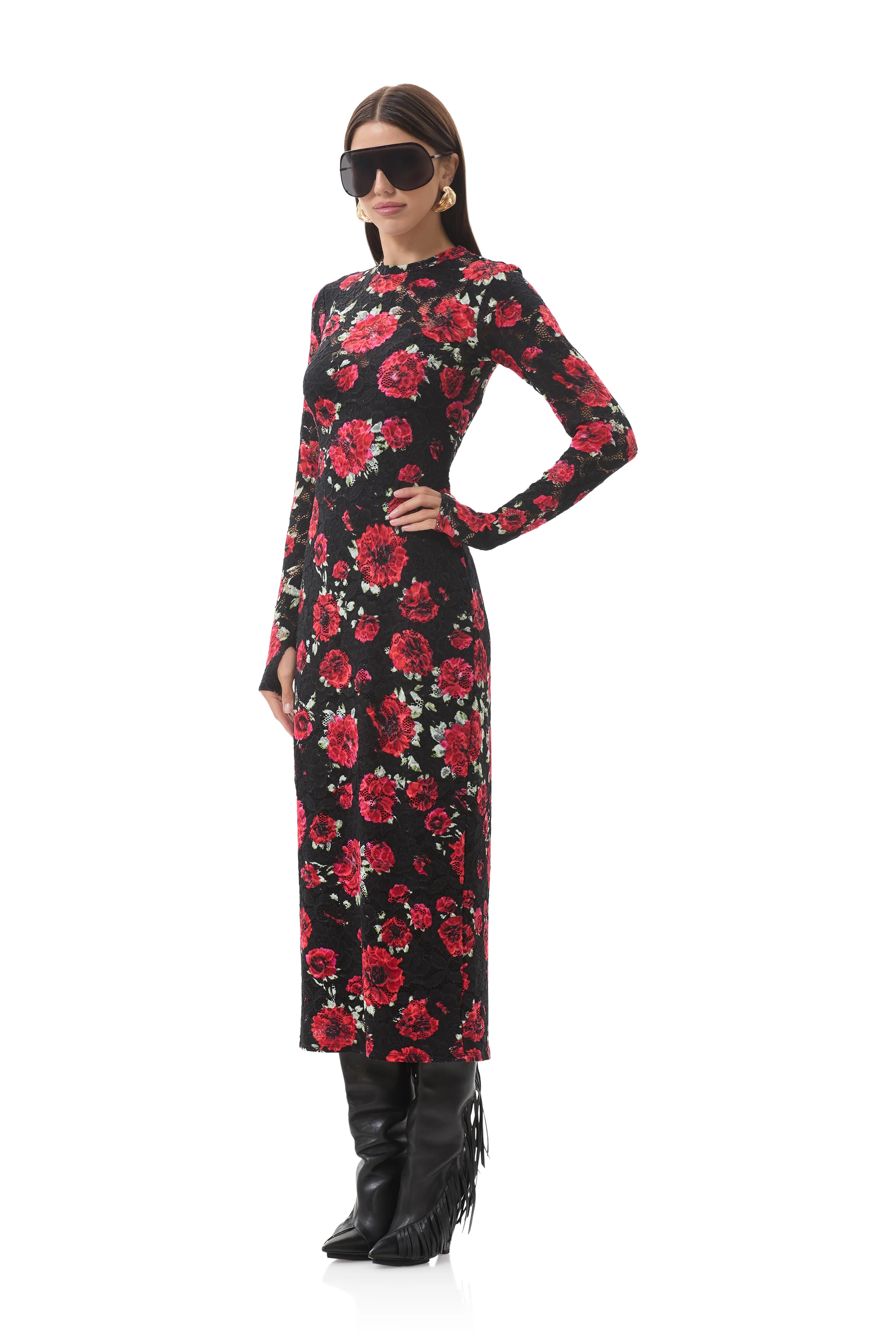 Ashland Crochet Lace Dress - Painted Roses - Image 3