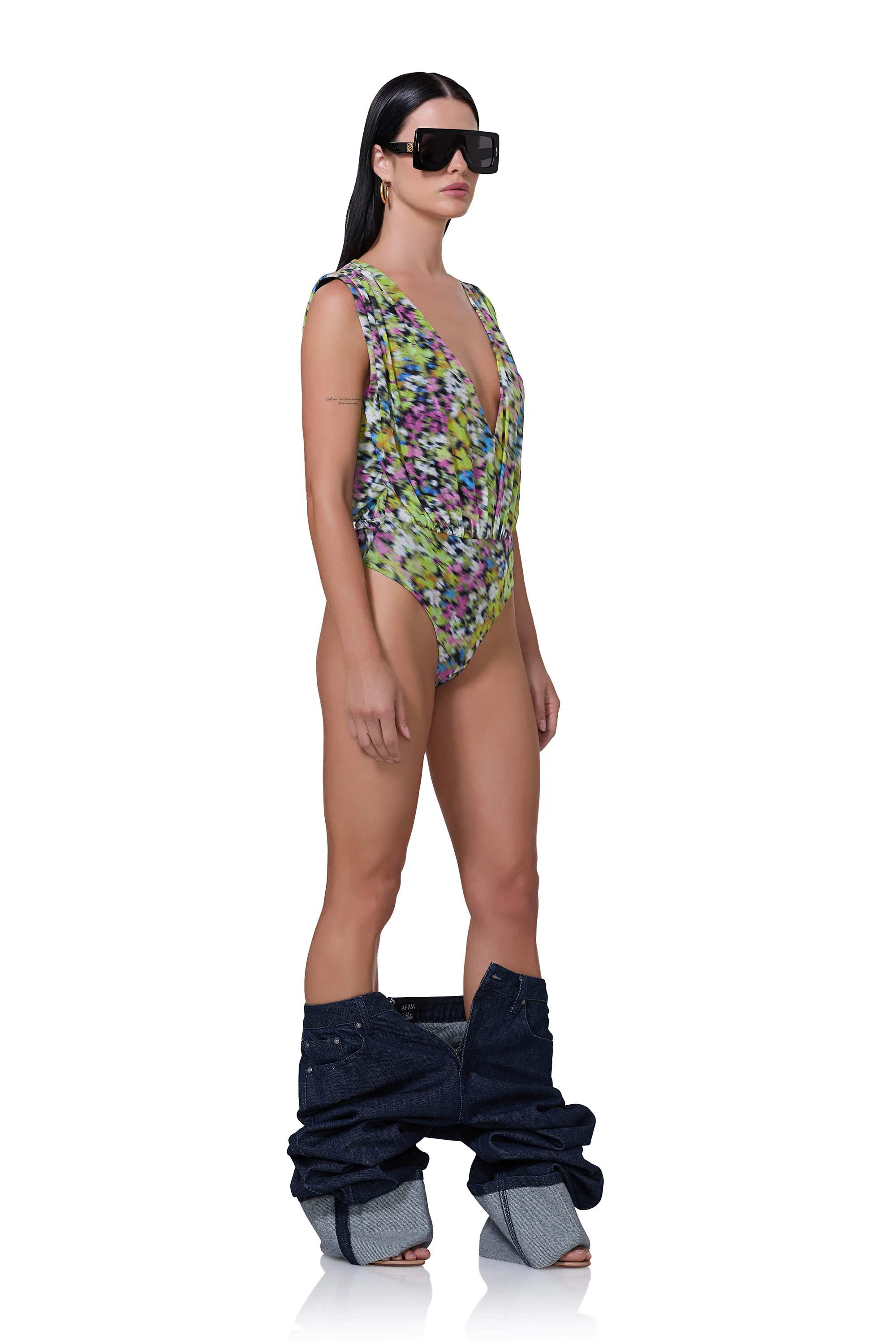 Aven Bodysuit - Olive Blur Floral - Image 3