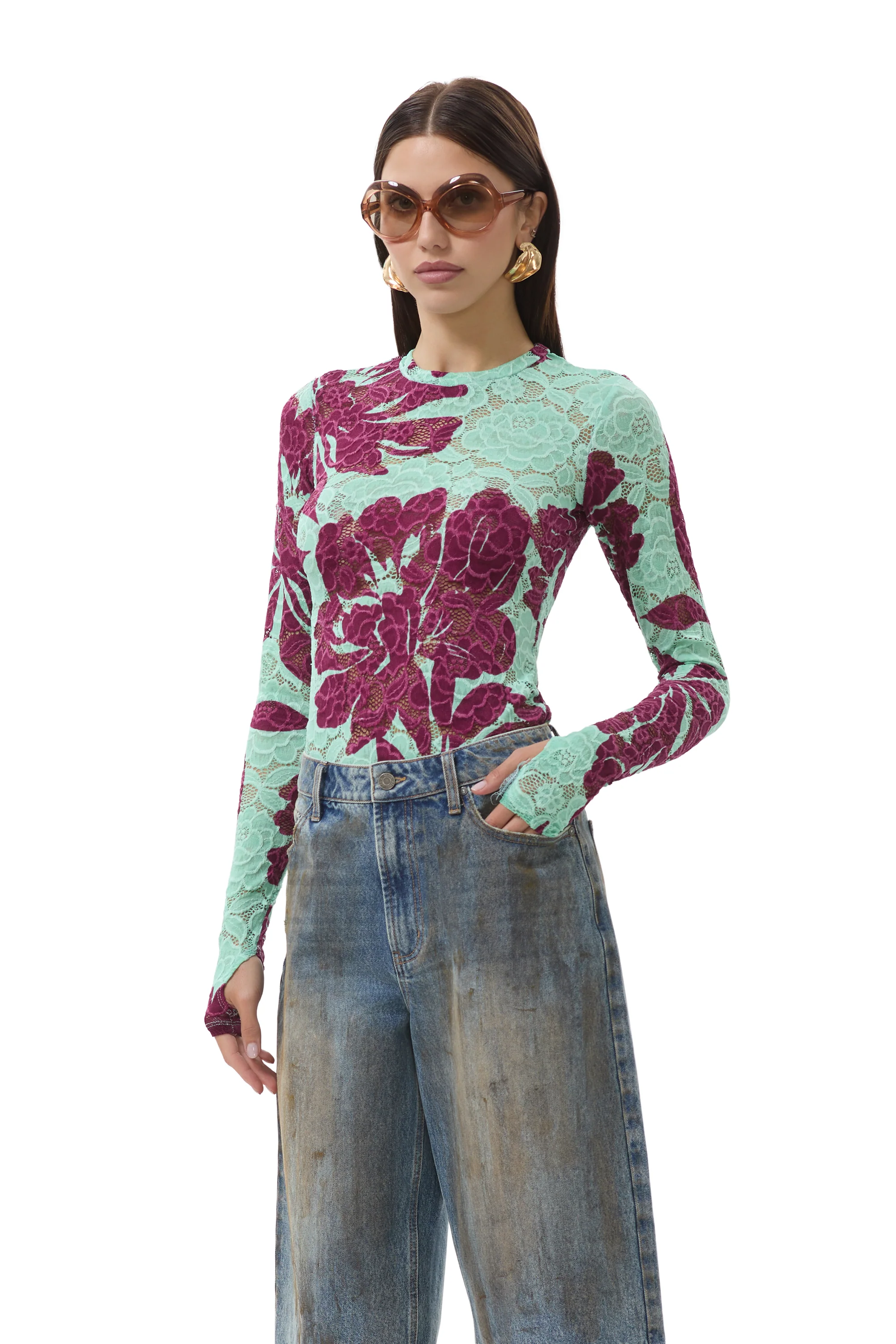 Kaylee Lace Top - Aqua Tropical - Image 5